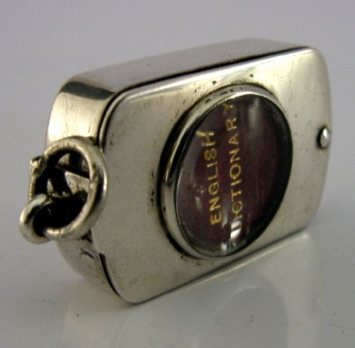 S MORDAN STERLING SILVER MAGNIFYING GLASS MINIATURE ENGLISH DICTIONARY BOX 1893 - ADDITIONAL PHOTO 5