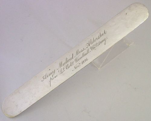 AMERICAN CIVIL WAR STERLING SILVER TONGUE DEPRESSOR MEDICAL ANTIQUE WOODHULL