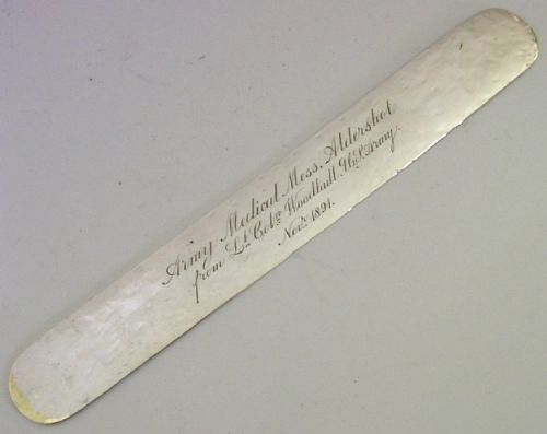 AMERICAN CIVIL WAR STERLING SILVER TONGUE DEPRESSOR MEDICAL ANTIQUE WOODHULL - ADDITIONAL PHOTO 3