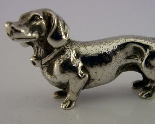 GOOD SIZED 41G CAST STERLING SILVER DACHSHUND DOG FIGURE 1939 ANIMAL 275 INCH - ADDITIONAL PHOTO 2