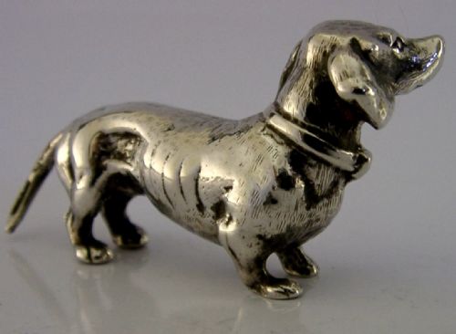 GOOD SIZED 41G CAST STERLING SILVER DACHSHUND DOG FIGURE 1939 ANIMAL 275 INCH - ADDITIONAL PHOTO 3