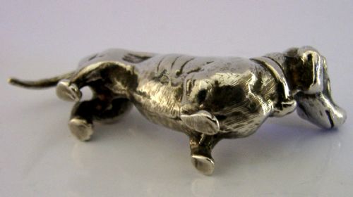GOOD SIZED 41G CAST STERLING SILVER DACHSHUND DOG FIGURE 1939 ANIMAL 275 INCH - ADDITIONAL PHOTO 4