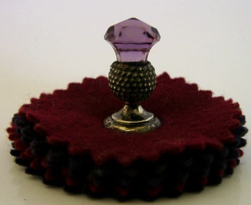 unusual sterling silver amethyst thistle pen wipe 1911 desk antique - CATEGORY: ANTIQUE SILVER - DATED 1910