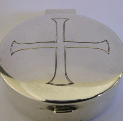 ENGLISH SOLID STERLING SILVER PYX HOLY COMMUNION WAFER BOX 1966 RELIGIOUS - ADDITIONAL PHOTO 1