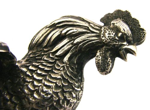 GOOD SIZE 833 SOLID SILVER COCKEREL HEN ROOSTER CHICKEN BIRD C1960 178G - ADDITIONAL PHOTO 3