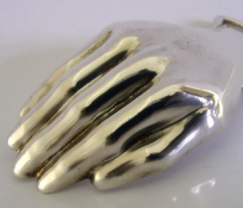 RARE 1953 NOVELTY ENGLISH STERLING SILVER HAND TEA CADDY SPOON ART DECO ANTIQUE - ADDITIONAL PHOTO 2