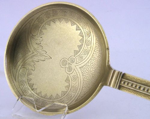 LARGE 104G DANISH SOLID SILVER GILT BAPTISM OR SERVING SPOON 1901 ANTIQUE - ADDITIONAL PHOTO 4