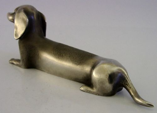 large heavy 338g japanese 900 silver dachshund dog stunning signed c1920 - CATEGORY: ANTIQUE MISCELLANEOUS - DATED 1920