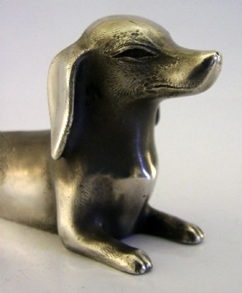 LARGE HEAVY 338G JAPANESE 900 SILVER DACHSHUND DOG STUNNING SIGNED C1920 - ADDITIONAL PHOTO 2