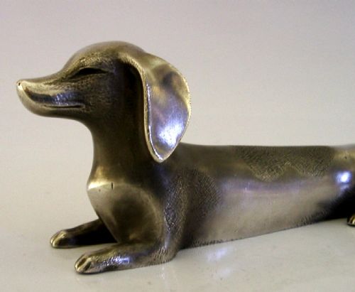 LARGE HEAVY 338G JAPANESE 900 SILVER DACHSHUND DOG STUNNING SIGNED C1920 - ADDITIONAL PHOTO 4