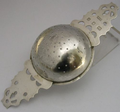 LARGE HAND MADE STERLING SILVER LEMON JUICE PUNCH TEA STRAINER 65INCH 62G 1969 - ADDITIONAL PHOTO 2