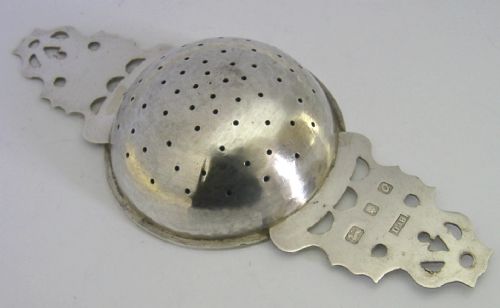 LARGE HAND MADE STERLING SILVER LEMON JUICE PUNCH TEA STRAINER 65INCH 62G 1969 - ADDITIONAL PHOTO 3