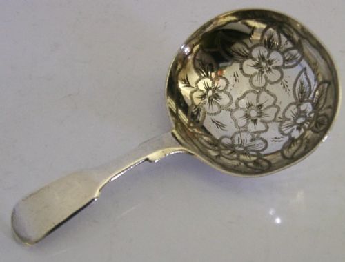 VERY PRETTY ENGLISH VICTORIAN SOLID STERLING SILVER CADDY SPOON 1864 ANTIQUE - ADDITIONAL PHOTO 5