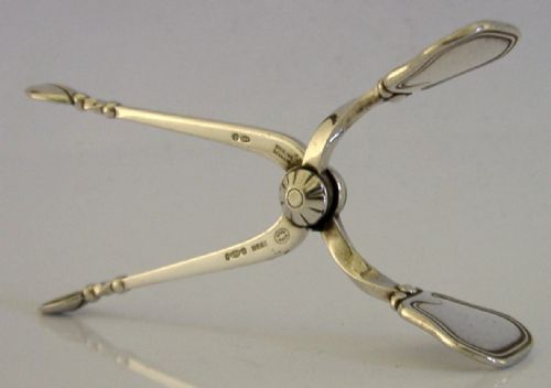 RARE GEORG JENSEN STERLING SILVER SUGAR TONGS NIPS 1963 OLD DANISH PATTERN - ADDITIONAL PHOTO 3