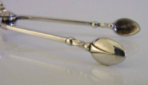 RARE GEORG JENSEN STERLING SILVER SUGAR TONGS NIPS 1963 OLD DANISH PATTERN - ADDITIONAL PHOTO 4