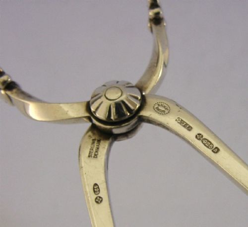 RARE GEORG JENSEN STERLING SILVER SUGAR TONGS NIPS 1963 OLD DANISH PATTERN - ADDITIONAL PHOTO 6