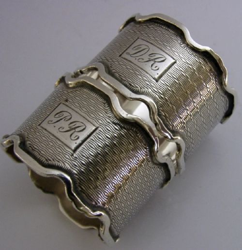 HEAVY 64G ENGLISH BOXED STERLING SILVER NAPKIN RINGS 1921 MINT ENGRAVED DR PR - ADDITIONAL PHOTO 6