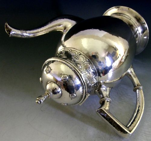 HUGE RARE 688G JEZLER 800 SOLID SILVER COFFE POT C1920 ANTIQUE ARTS CRAFT 26CM - ADDITIONAL PHOTO 9