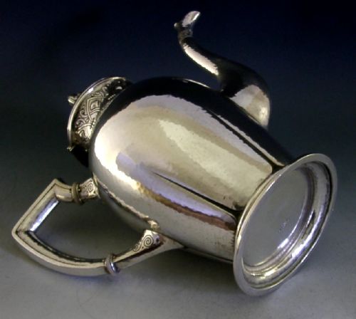 HUGE RARE 688G JEZLER 800 SOLID SILVER COFFE POT C1920 ANTIQUE ARTS CRAFT 26CM - ADDITIONAL PHOTO 10
