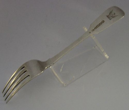 IRISH SOLID STERLING SILVER FORK JOHNSTON NEEDHAM MACGILL FAMILY CREST 1842 - ADDITIONAL PHOTO 2