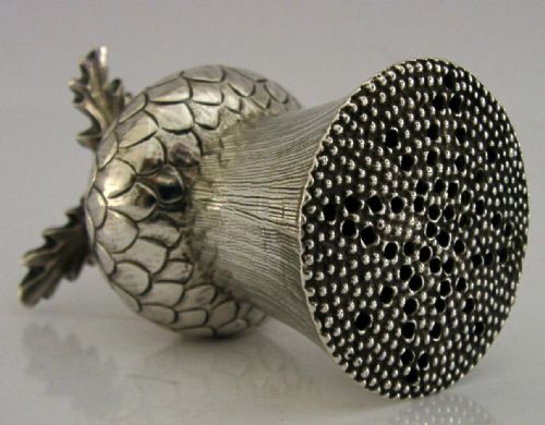 RARE WILLIAM IV STERLING SILVER SCOTTISH THISTLE POUNCE POT 1837 ANTIQUE 66G - ADDITIONAL PHOTO 2