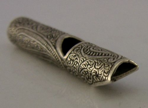 UNUSUAL VICTORIAN INDIAN SOLID SILVER DOG SPORTS WHISTLE C1880 ANTIQUE KASHMIR - ADDITIONAL PHOTO 5
