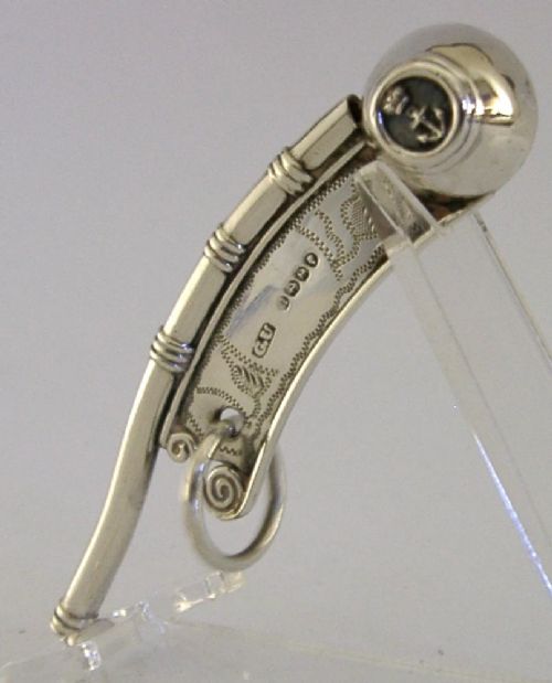 RARE VICTORIAN MILITARY STERLING SILVER BOATSWAIN'S WHISTLE 1887 NAVY ANTIQUE
