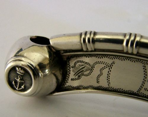 RARE VICTORIAN MILITARY STERLING SILVER BOATSWAIN'S WHISTLE 1887 NAVY ANTIQUE - ADDITIONAL PHOTO 3