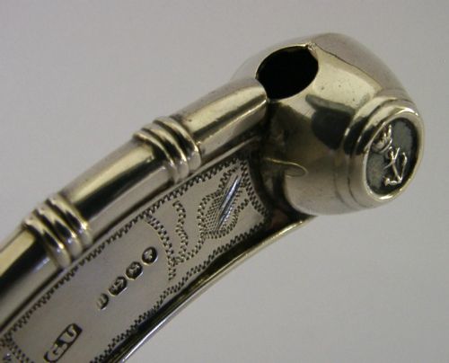 RARE VICTORIAN MILITARY STERLING SILVER BOATSWAIN'S WHISTLE 1887 NAVY ANTIQUE - ADDITIONAL PHOTO 4