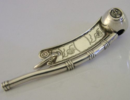 RARE VICTORIAN MILITARY STERLING SILVER BOATSWAIN'S WHISTLE 1887 NAVY ANTIQUE - ADDITIONAL PHOTO 5