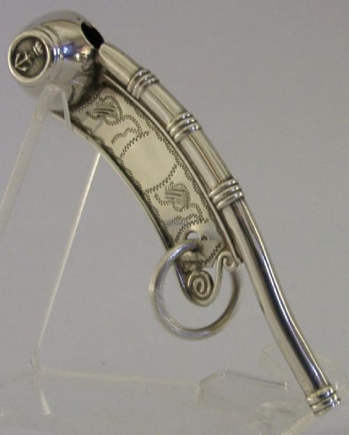 RARE VICTORIAN MILITARY STERLING SILVER BOATSWAIN'S WHISTLE 1887 NAVY ANTIQUE - ADDITIONAL PHOTO 7