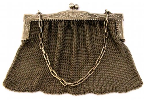 SUPER HEAVY 158G RARE FRENCH SOLID SILVER CHAIN LINK PURSE HANDBAG C1900 ANTIQUE - ADDITIONAL PHOTO 6