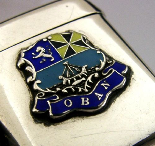 STERLING SILVER ENAMEL OBAN SCOTLAND VESTA CASE 1906 ANTIQUE - ADDITIONAL PHOTO 1