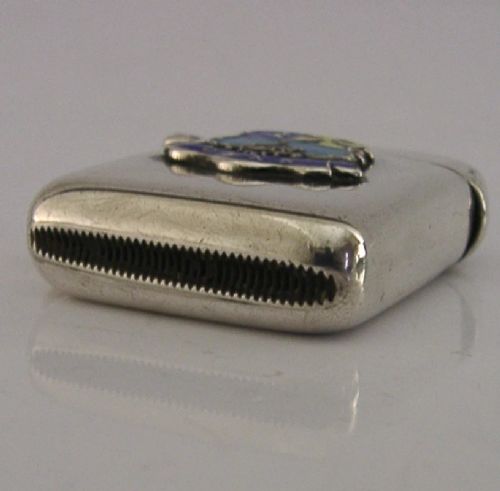 STERLING SILVER ENAMEL OBAN SCOTLAND VESTA CASE 1906 ANTIQUE - ADDITIONAL PHOTO 4