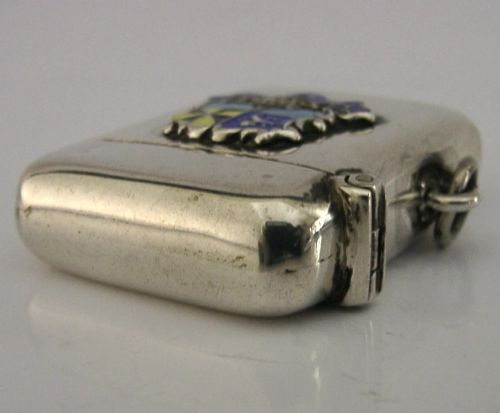 STERLING SILVER ENAMEL OBAN SCOTLAND VESTA CASE 1906 ANTIQUE - ADDITIONAL PHOTO 7