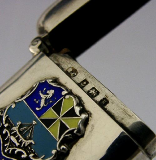 STERLING SILVER ENAMEL OBAN SCOTLAND VESTA CASE 1906 ANTIQUE - ADDITIONAL PHOTO 8