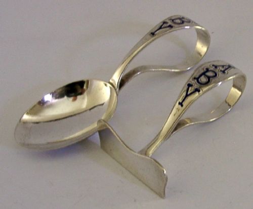 STERLING SILVER ENAMEL BABY FEEDING SET CHRISTENING GIFT 1922 ANTIQUE - ADDITIONAL PHOTO 2