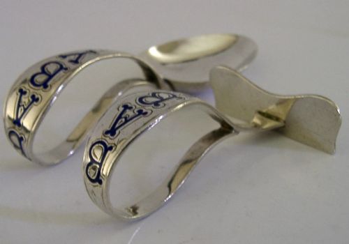 STERLING SILVER ENAMEL BABY FEEDING SET CHRISTENING GIFT 1922 ANTIQUE - ADDITIONAL PHOTO 3