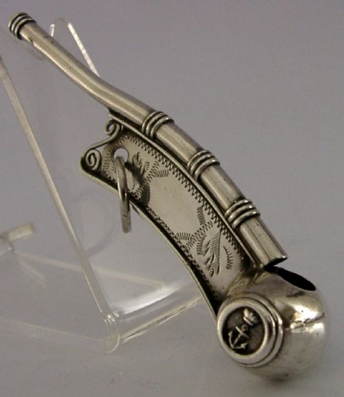 RARE VICTORIAN MILITARY STERLING SILVER BOATSWAIN'S WHISTLE 1874 NAVY ANTIQUE - ADDITIONAL PHOTO 2