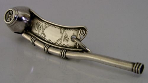 RARE VICTORIAN MILITARY STERLING SILVER BOATSWAIN'S WHISTLE 1874 NAVY ANTIQUE - ADDITIONAL PHOTO 7