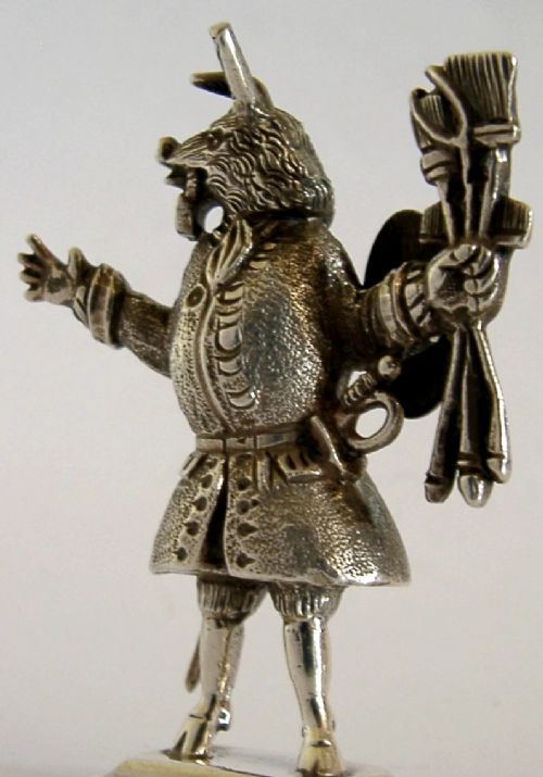 rare 68g english solid cast sterling silver trusty servant figure 1898 antique - CATEGORY: ANTIQUE SILVER - DATED VICTORIAN