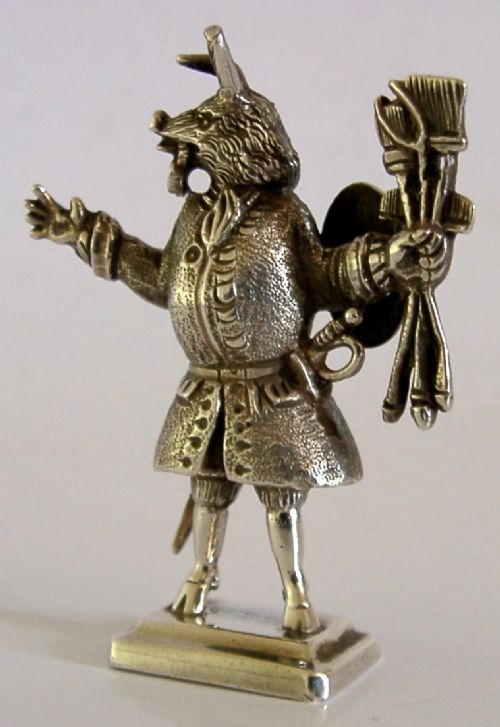 RARE 68G ENGLISH SOLID CAST STERLING SILVER TRUSTY SERVANT FIGURE 1898 ANTIQUE - ADDITIONAL PHOTO 1