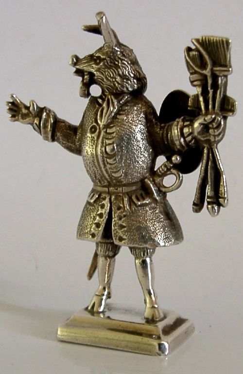 RARE 68G ENGLISH SOLID CAST STERLING SILVER TRUSTY SERVANT FIGURE 1898 ANTIQUE - ADDITIONAL PHOTO 3