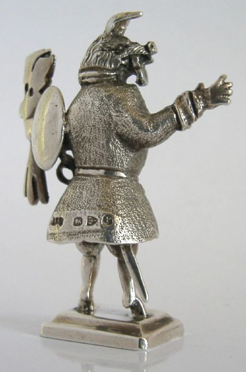 RARE 68G ENGLISH SOLID CAST STERLING SILVER TRUSTY SERVANT FIGURE 1898 ANTIQUE - ADDITIONAL PHOTO 5