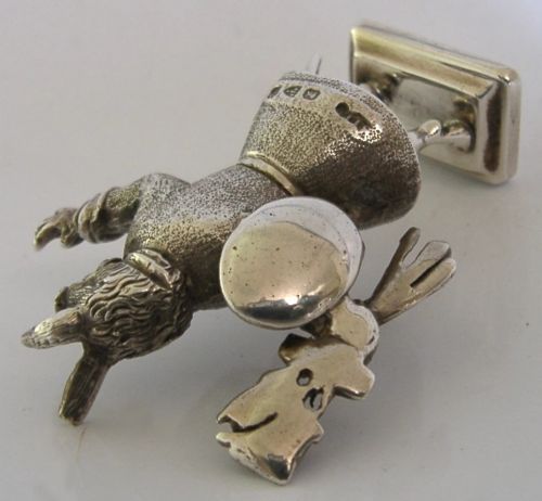 RARE 68G ENGLISH SOLID CAST STERLING SILVER TRUSTY SERVANT FIGURE 1898 ANTIQUE - ADDITIONAL PHOTO 7