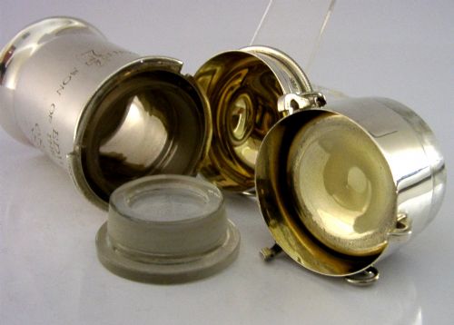 STERLING SILVER WAFER PYX BOX HOLY WATER JAR COMMUNION SET 1961 RELIGIOUS OXFORD - ADDITIONAL PHOTO 5