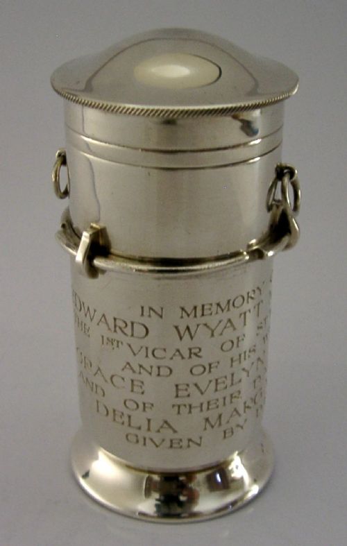 STERLING SILVER WAFER PYX BOX HOLY WATER JAR COMMUNION SET 1961 RELIGIOUS OXFORD - ADDITIONAL PHOTO 7