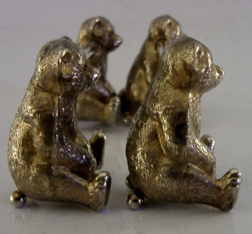 NOVELTY STERLING SILVER TEDDY BEAR CUTLERY RESTS 1910 ANIMALS ENGLISH ANTIQUES View VI