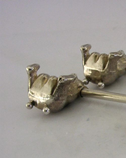 NOVELTY STERLING SILVER TEDDY BEAR CUTLERY RESTS 1910 ANIMALS ENGLISH ANTIQUES View XII
