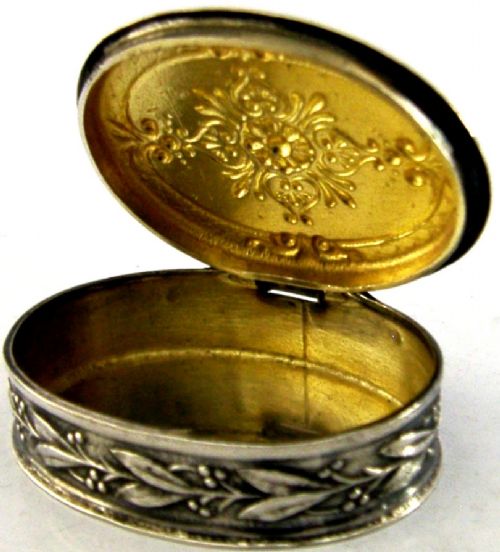BEAUTIFUL FRENCH SOLID SILVER PILL BOX 1920 ANTIQUE - ADDITIONAL PHOTO 1